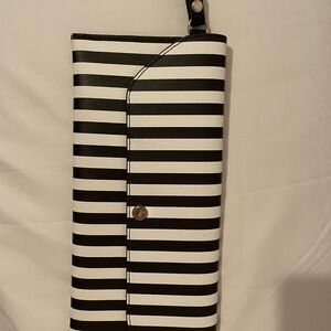 Henri Bendel Black and White Striped Clutch